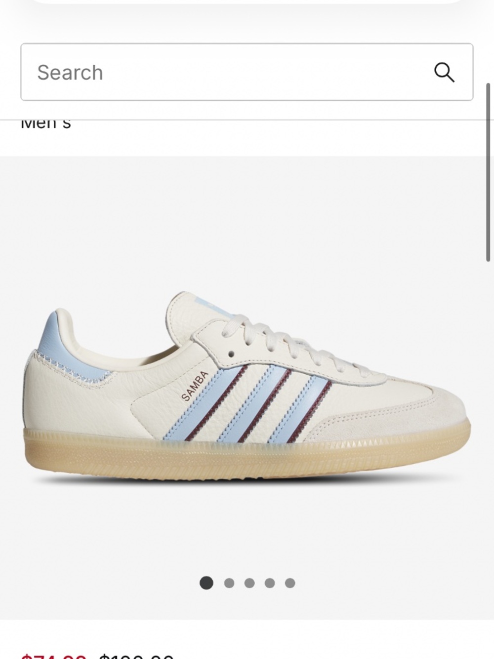 Adidas OG Sambas M8/W9 Wonder White/Clear Sky/Shadow Red